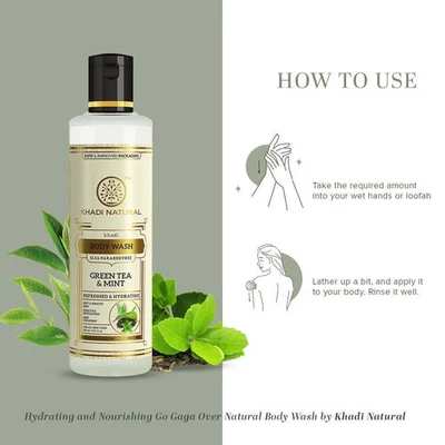 Khadi Natural Green Tea & Mint Body Wash | Reducing Acne and Pimples | 210 ml - Image 1 of 4