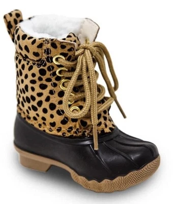 Botas Girl’s Sparkle In Pink (SIP) impermeáveis com cadarço marrom/chita tamanho 9 - Imagem 1 de 4