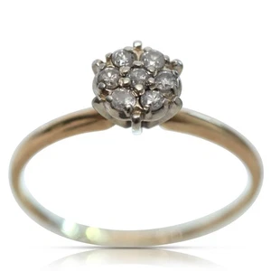 50er Jahre Vintage Erbstück 10K bicolor Diamant Verlobungsring Blumenmotiv 7,75 - Bild 1 von 18