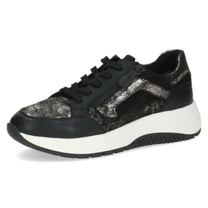 Sneakers Donna in Pelle Nero e Argento Plantare Estraibile CAPRICE - Picture 1 of 6