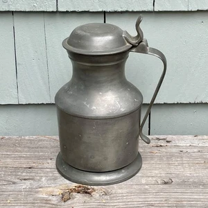 Antique Flip Top 8.5" Pewter Flagon Tankard London England Mark 5" Base - Picture 1 of 5