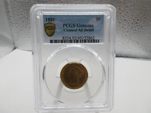 1881 PCGS Genuine Cleaned-XF Detail Coronet Head Half Eagle $5 Gold - Picture 1 of 8