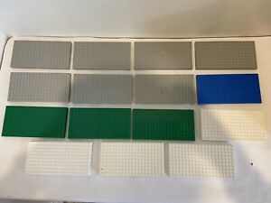 LEGO Vintage Thick Baseplate lot of 15- 10x20- white green blue grey