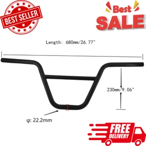 bmx handlebar 22.2 mm bicycle black style freestyle rise chrome bar bars handle - Picture 1 of 12
