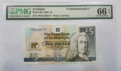 2005 Scotland 5 Pounds, PMG66 EPQ GEM UNC <P-365> "Commemorative" - Image 1 of 2