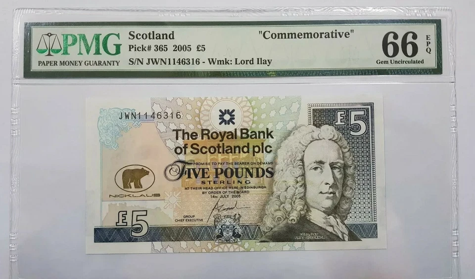 2005 Scotland 5 Pounds, PMG66 EPQ GEM UNC <P-365> "Commemorative" - Image 1 of 2