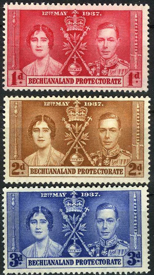 Bechuanaland Protectorate 1938 King George & Queen Elizabeth MH (SC# 121-123) - Image 1 of 1