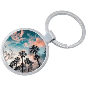 Palm Trees Keychain - Includes 1.25 Inch Loop for Keys or Backpack - Picture 1 of 2