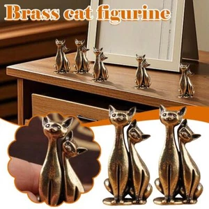 Vintage Brass Cat Figurine Sitting Upright 8.25" tal⭐ - Picture 1 of 20