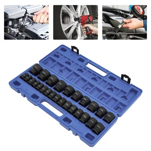 26-Piece 1/2 In Drive Shallow Impact Socket Set (10mm-36mm) Metric Size Socket - Picture 1 of 22