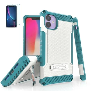 Military Grade Shockproof Hybrid Case w/Stand Cover+Tempered Glass for iPhone 11 - Picture 1 of 22