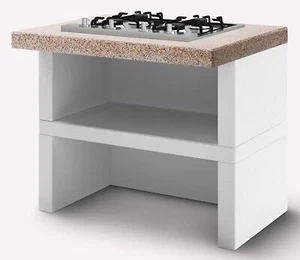 Palazzetti in Giardino Modulo Gas 4 Fuochi 90 Cemento Piano Rosso 90x70 H78 cm - Foto 1 di 2