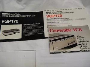 RCA SelectaVision VGP170 VCR Manual Operating Instructions - Picture 1 of 2