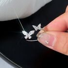 925 Silver Plated Zircon Crystal Double Butterfly Rings For Women Jewelry Gift