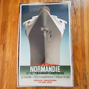 Póster Art Deco de Normandía por Cassandre 1979 impresión por Mouron hecho en París - Imagen 1 de 9
