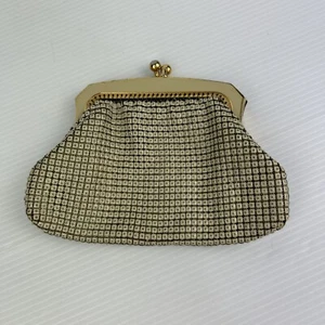 Vintage Glomesh Ladies Small Cream Mesh Coin Purse Gold Trim Australia - Picture 1 of 21