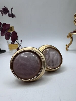 Gemelos Vintage Tono Dorado y Cuarzo Rosa - Gemelos Gruesos Tono Dorado Foto 1 de 4