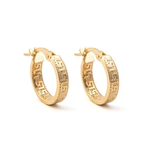 Meander Earrings 14k Gold Hoops, Greek Key Earrings, Greek Hoops - Picture 1 of 3