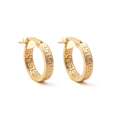 Pendientes Meander Aros Oro 14k, Llaveros Griegos, Aros Griegos Foto 1 de 3