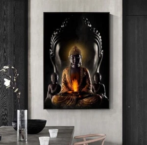 Impresión artística moderna de graffiti de Buda sobre lienzo - 50x70 cm sin marco - Imagen 1 de 3