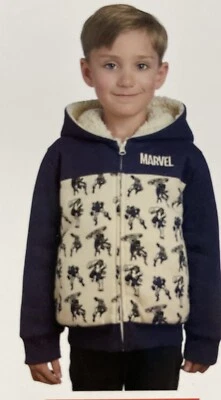 "Marvel Super Hero's" | Suéter con capucha de felpa con cremallera completa para niños Talla: 4T, 5, 7 Foto 1 de 4