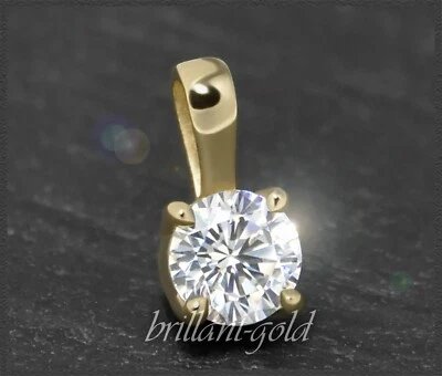 Diamant Brillant Damen Anhänger; 0,51ct, Si2; 585 Gold, mit DGI Zertifikat - Bild 1 von 4