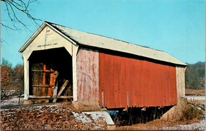 Postcard Parke County Indiana Phillips Covered Bridge Big Pond Creek Vintage - Picture 1 of 2