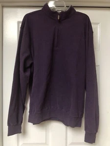 Peter Millar Mens Large Pullover Purple 1/4 Zip Mock Neck Golf Jacket Cotton - Picture 1 of 10