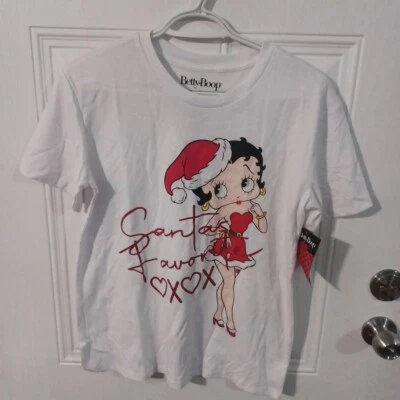 Camiseta feminina Betty Boop branca Natal gola redonda tamanho M  - Imagem 1 de 4