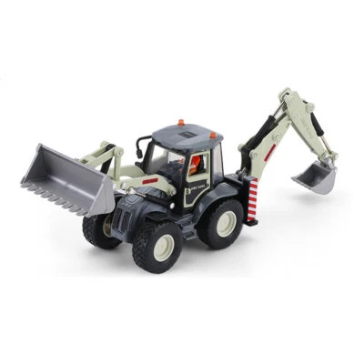 8.9" Backhoe Excavator Loader Construction Vehicle Model Diecast Toy Truck White - Image 1 of 4
