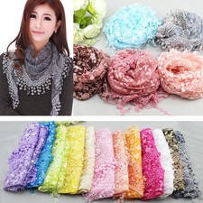 Fashion Women Sheer Long Scarf Wrap Ladies Shawl Girls Large Lace Silk Scarves