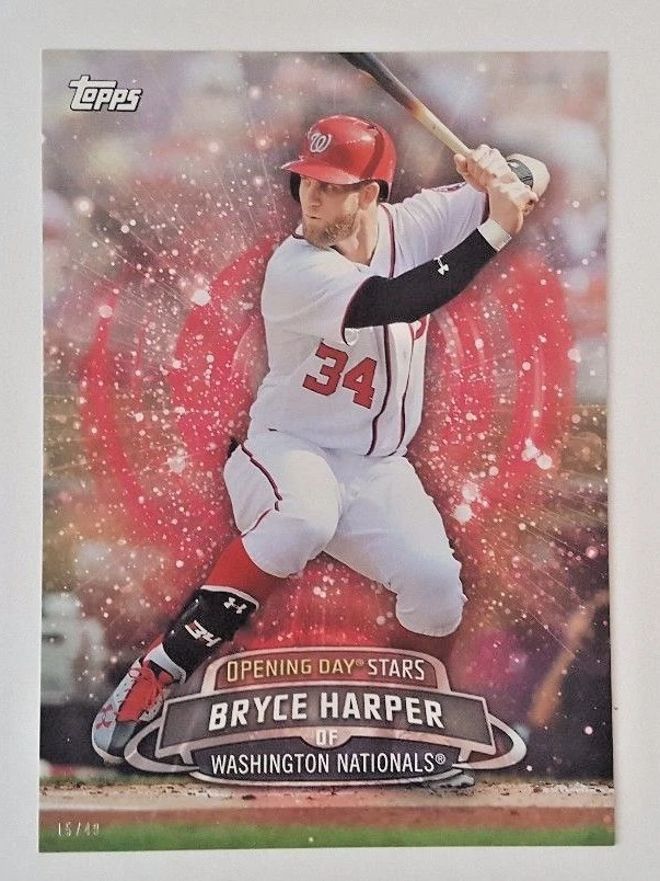 2017 TOPPS OPENING DAY STARS BRYCE HARPER 5X7" JUMBO ART CARD #/49 NATIONALS - Image 1 of 1