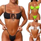 Women Swimsuit Swimwear 2pcs Bikini Set Lace Up Bandeau Thong G-string Brazilian