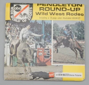 Vintage GAF View Master PENDLETON ARROTONDATO ViewMaster B 943 Mulinelli RODEO Cowboy - Foto 1 di 8