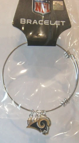 Los Angeles Rams Wire Bangle Bracelet with Charms NFL Football Jewelry Cover