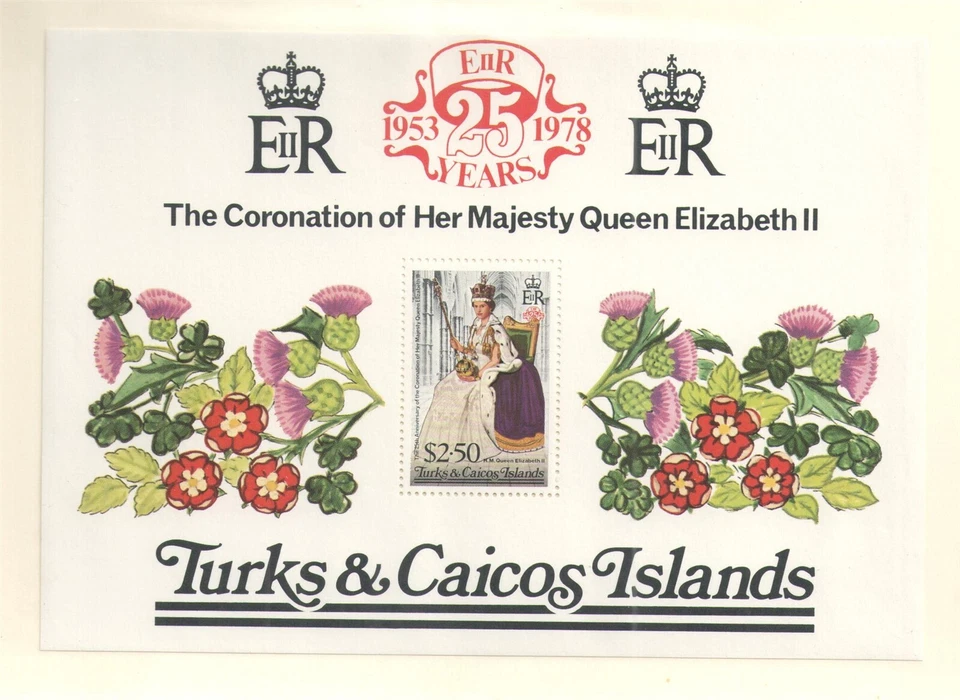 Estampillas de los Turcos y Caicos 1978 Scott # 346 { QE II REALEZA} HOJA DE RECUERDO MNH Foto 1 de 1