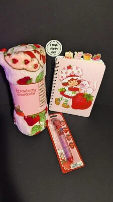 Lote de 3 Strawberry Shortcake - Manta / Diario / Pluma de 10 colores Foto 1 de 4