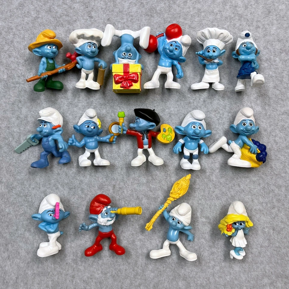 Lote de 15 bonecos colecionáveis de brinquedo Smurf McDonald's Peyo 2011 - Imagem 1 de 4
