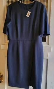 NWT Alex Marie Navy-Blue Short Sleeve Midi Deidre Wide Sleeve Dress Size 10 - Picture 1 of 5