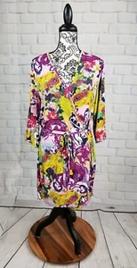 JOSIE WOMEN'S SIZE LARGE LOUNGE WEAR FLORAL PRINT TIE WAIST STRETCH KNIT B10s - Picture 1 of 10