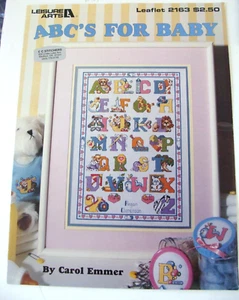 1991 ABC's for Baby Leisure Arts #2163 Carol Emmer Cross Stitch Pattern Book - Picture 1 of 6