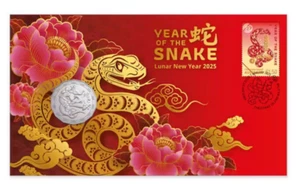 2025 Lunar Year of the Snake 50c Coin - RAM - PNC Stamp & Coin Cover - Picture 1 of 2
