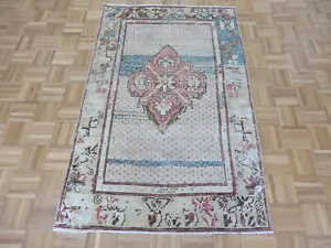 3'8 x 5'9 Hand Knotted Beige Vintage Turkish Oushak Oriental Rug G11378 - Picture 1 of 12