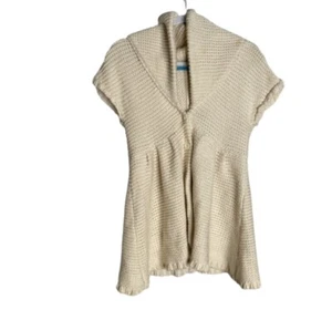Alice + Oliva Sweater Cardigan Size Small Emily Cream Neutral Short Sleeve Knit - Picture 1 of 5