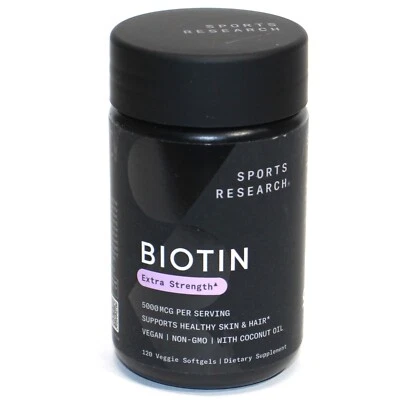 Biotina Vegana 5000mcg con Aceite de Coco Orgánico Extra Fuerza 120 Cápsulas Blandas 12/2026 Foto 1 de 4