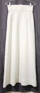 VINTAGE Women Y2K HANDMADE Long A Line Skirt Small Medium Ivory Stiff High Waist - Picture 1 of 12
