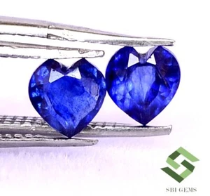 1,10 kt natürlicher blauer Saphir Herzform Schliff Paar 5 x 5 mm facettiert lose Edelsteine GF - Bild 1 von 5