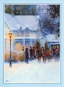 Vintage CHRISTMAS Card, Housewarming by Barbara Garvin Leanin' Tree 1989 + ✉ - Picture 1 of 6