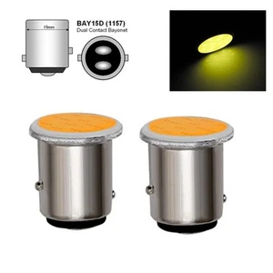 2PCS 1157 BAY15D COB LED Tail Brake Stop Backup Reverse Light Bulbs Amber - Picture 1 of 3