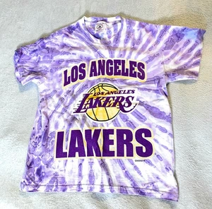 Vintage Los Angeles Lakers T Shirt Youth Size Medium Size 10-12 - Purple Tie-Dye - Picture 1 of 2